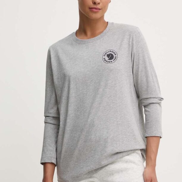 Fjallraven longsleeve din bumbac 1960 Logo culoarea gri