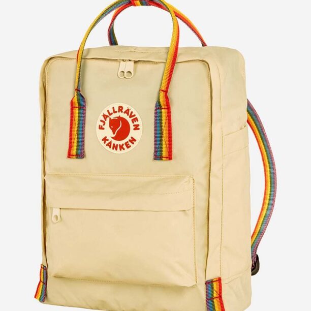 Fjallraven rucsac Rainbow Kanken culoarea bej