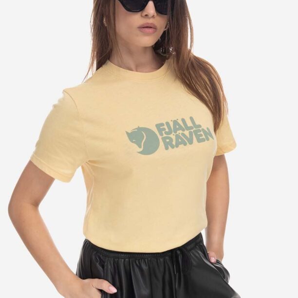 Fjallraven tricou Fjallraven Logo Tee culoarea galben