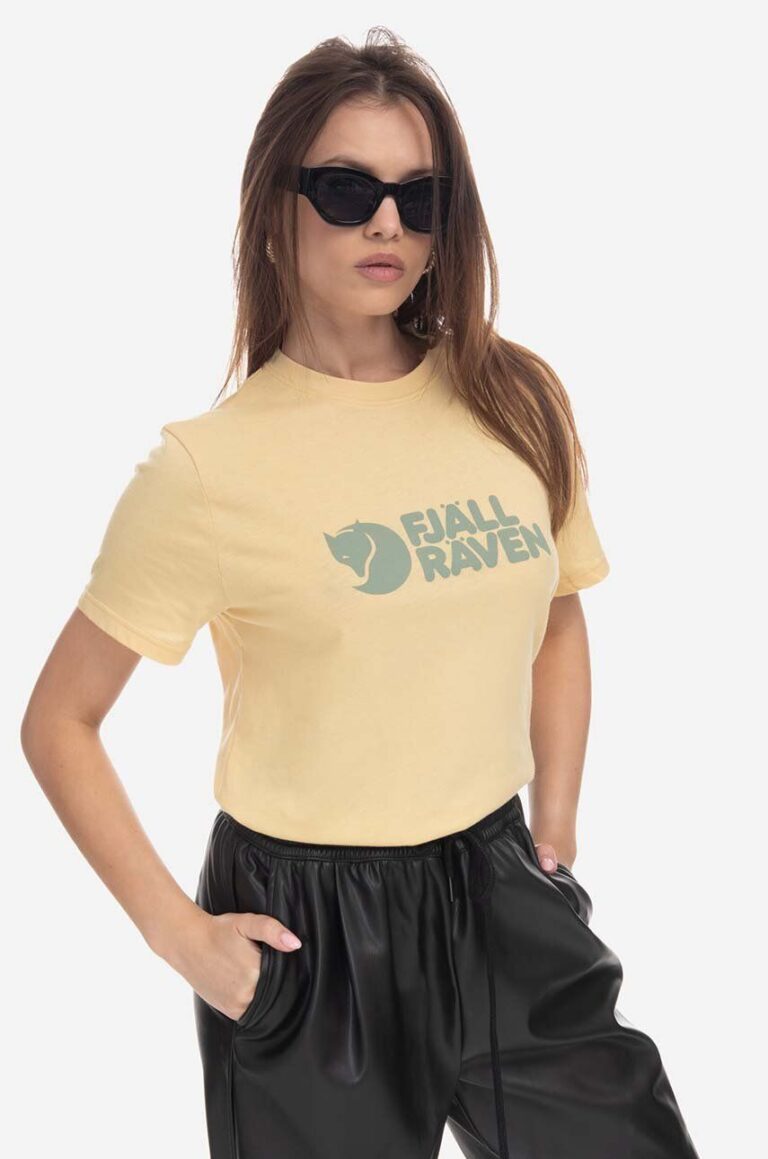 Fjallraven tricou Fjallraven Logo Tee culoarea galben