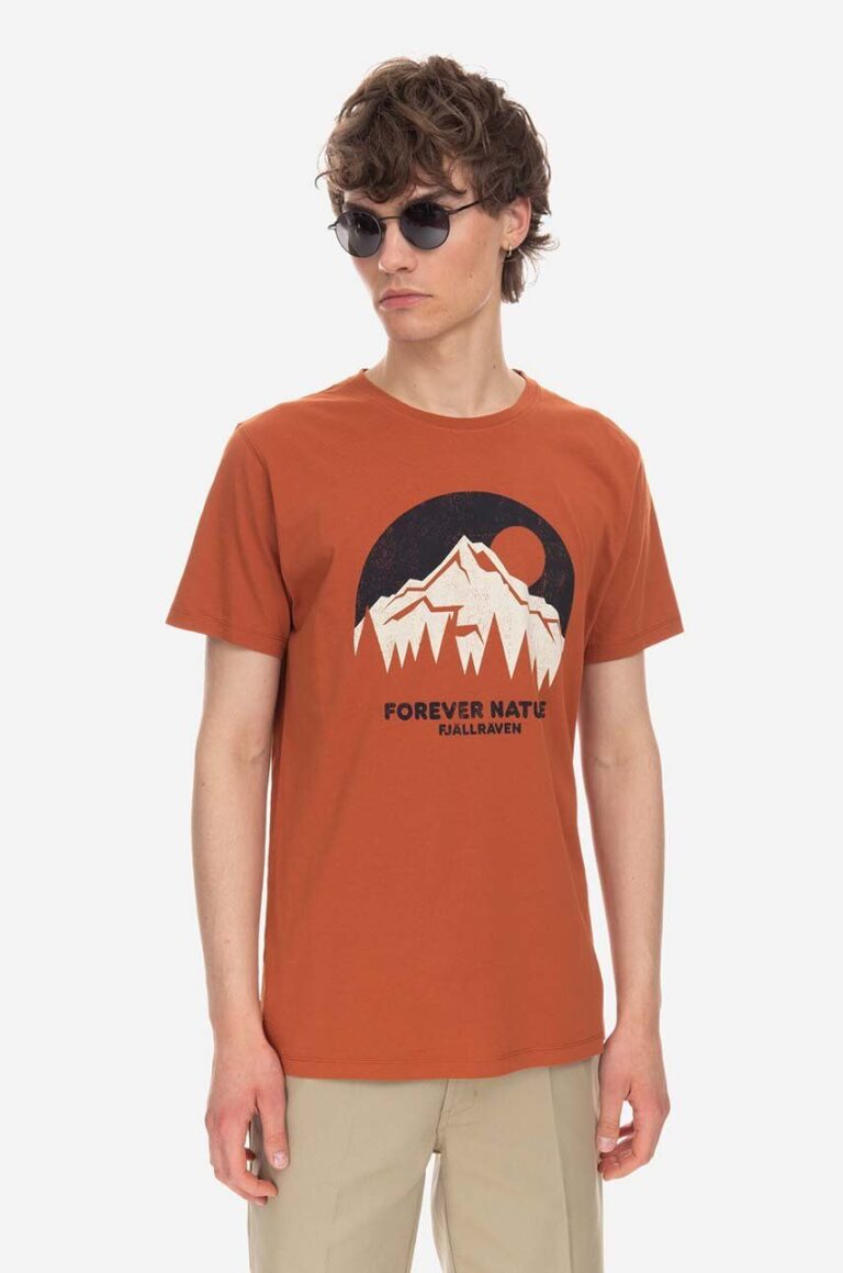 Fjallraven tricou din bumbac culoarea portocaliu