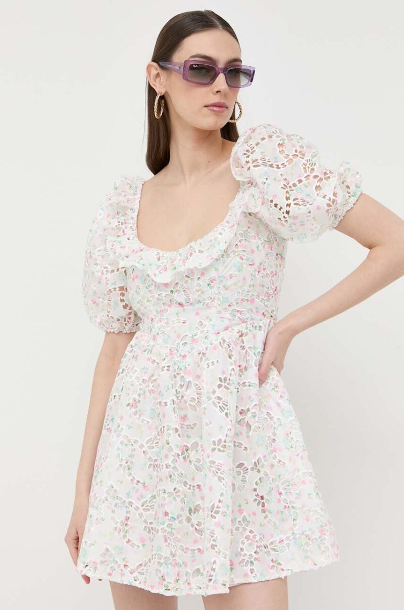 For Love & Lemons rochie culoarea alb