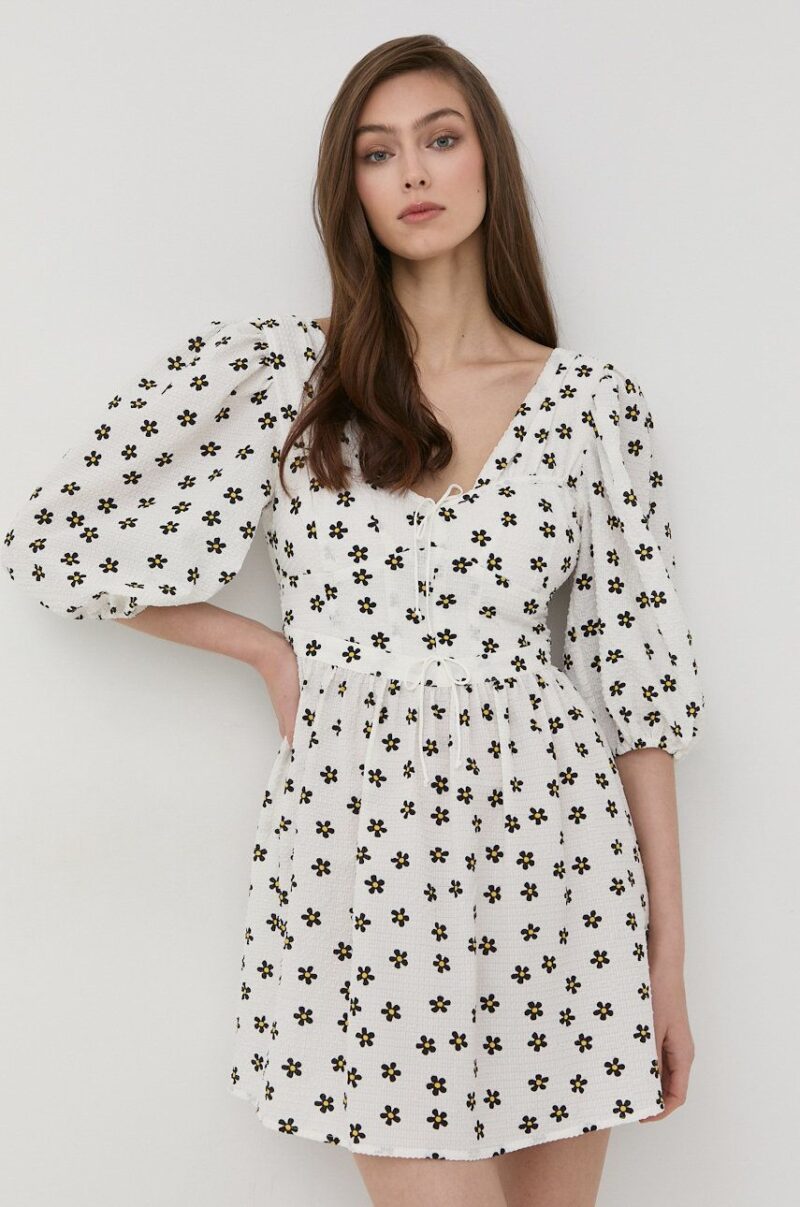 For Love & Lemons rochie culoarea alb