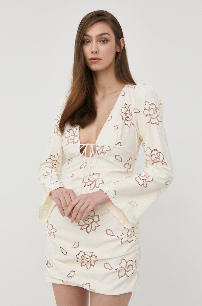 For Love & Lemons rochie culoarea bej