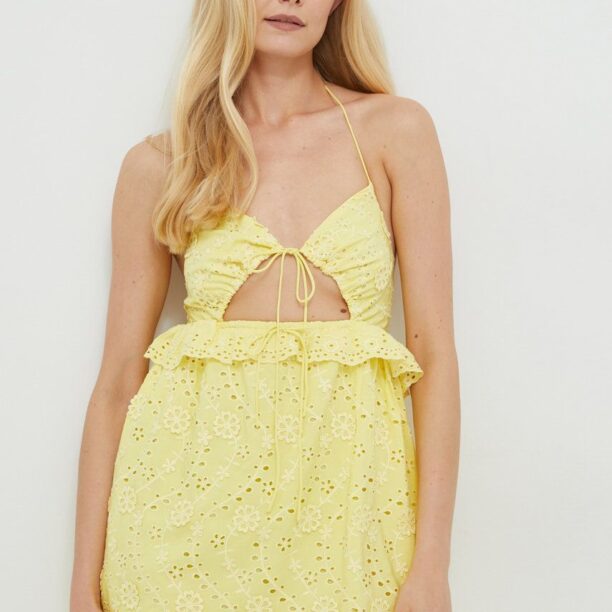 For Love & Lemons rochie culoarea galben