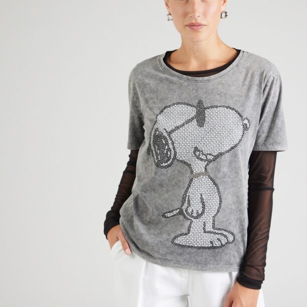 Frogbox Tricou 'Big Snoopy'  gri / gri metalic / alb