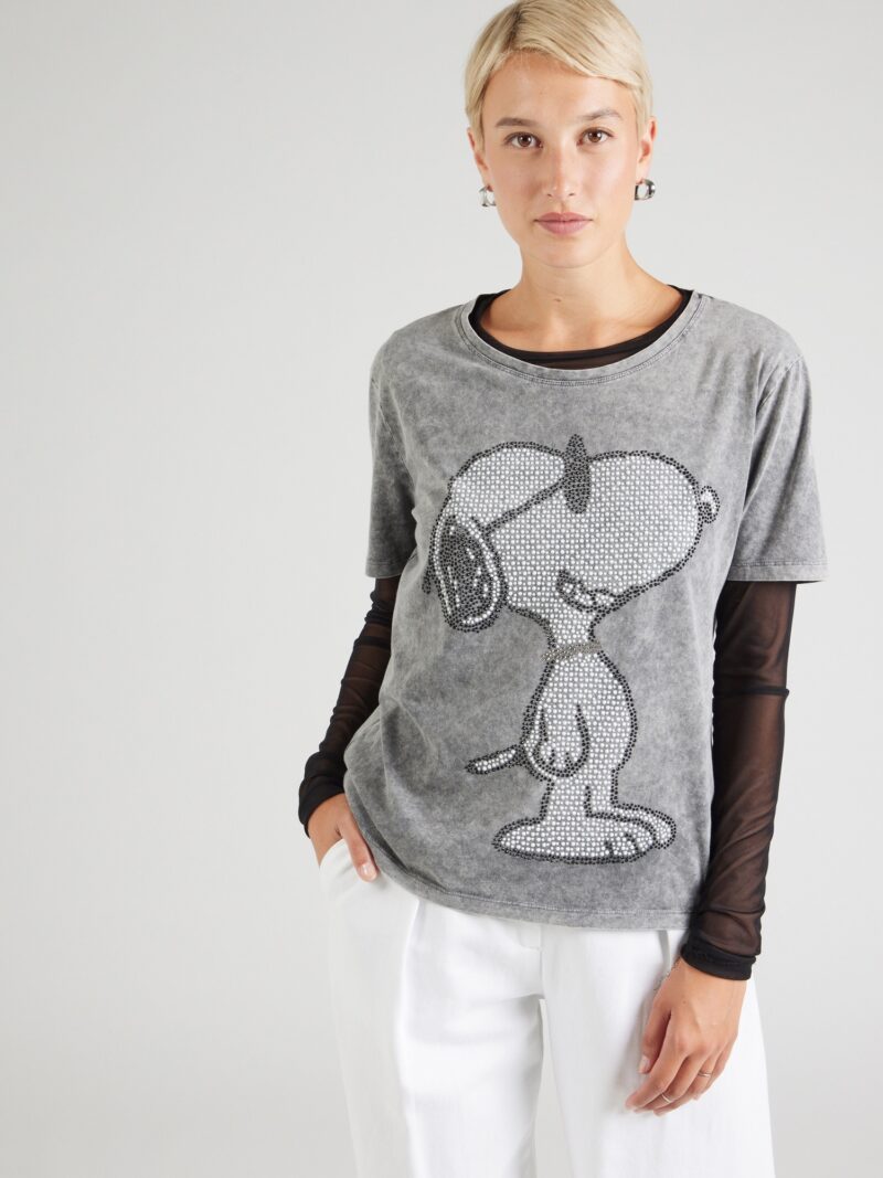 Frogbox Tricou 'Big Snoopy'  gri / gri metalic / alb