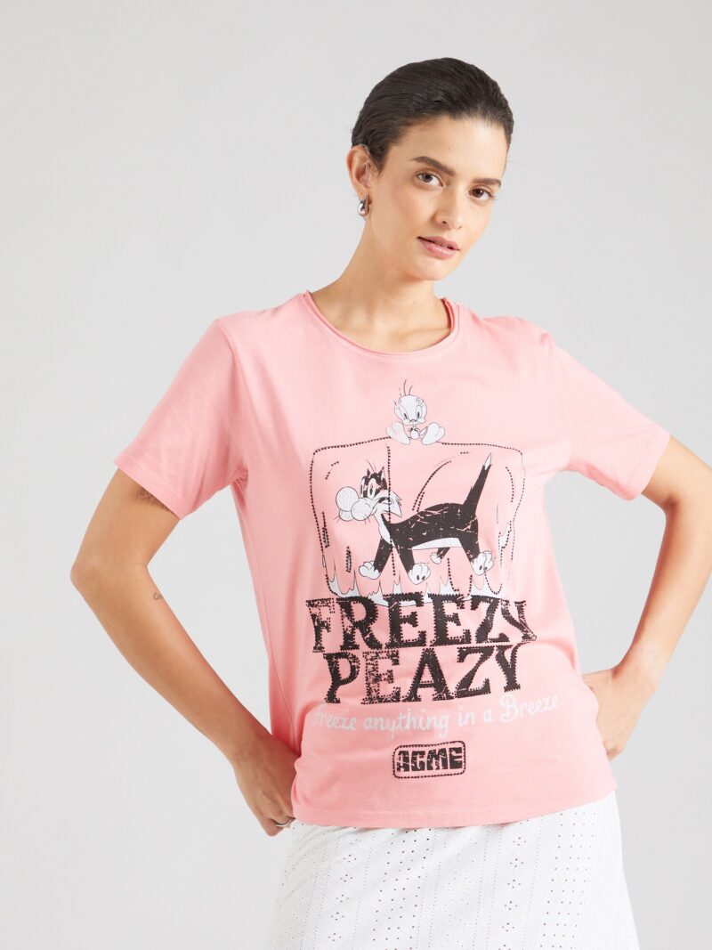 Frogbox Tricou  roz / negru / alb