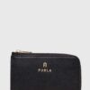 Furla husa de chei din piele Camelia culoarea negru