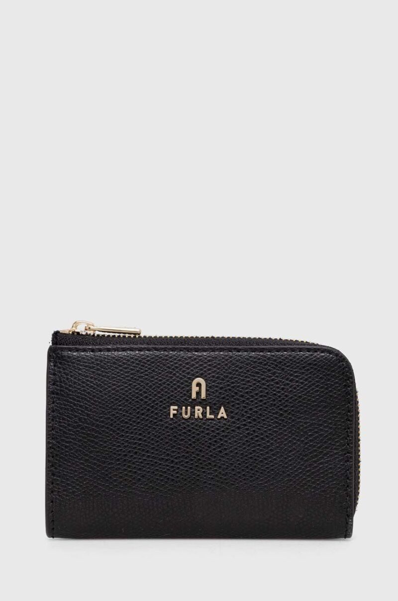 Furla husa de chei din piele Camelia culoarea negru