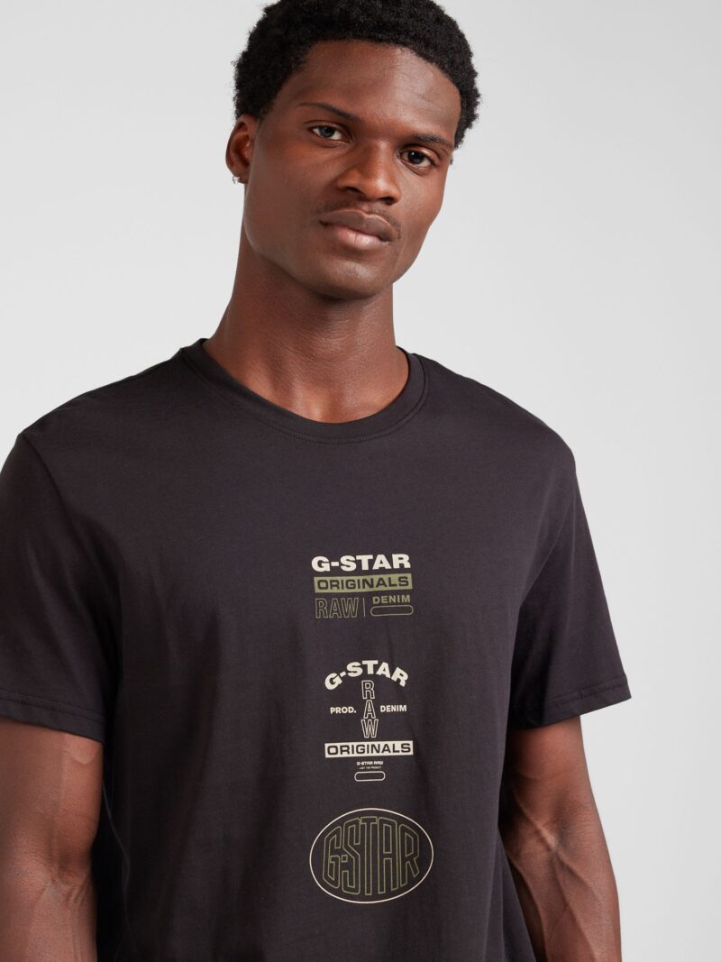 G-STAR Tricou  verde deschis / negru / alb