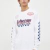 G-Star Raw longsleeve din bumbac culoarea alb