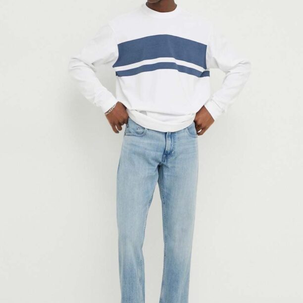 G-Star Raw longsleeve din bumbac culoarea alb