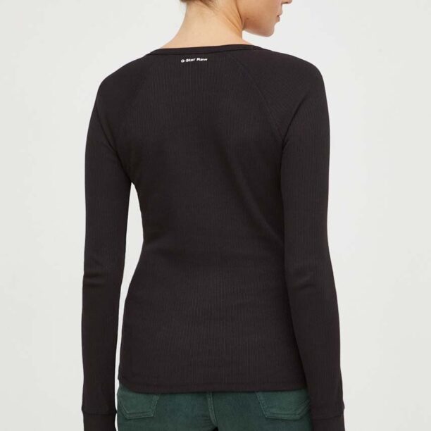 G-Star Raw longsleeve din bumbac culoarea negru preţ