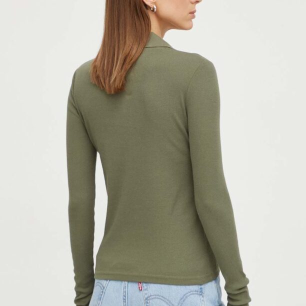 G-Star Raw longsleeve din bumbac culoarea verde preţ