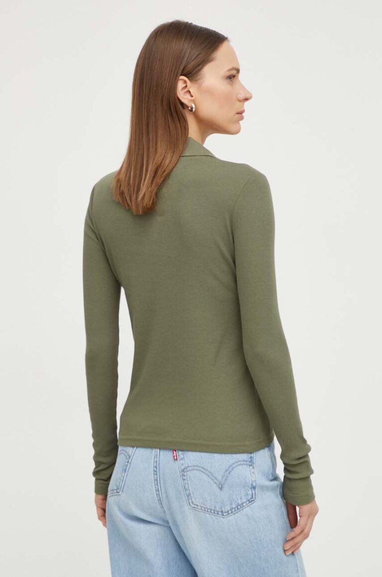 G-Star Raw longsleeve din bumbac culoarea verde preţ