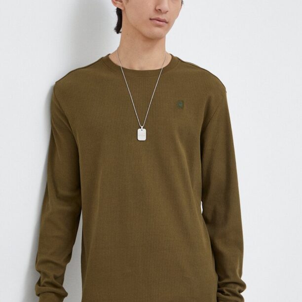 G-Star Raw longsleeve din bumbac culoarea verde