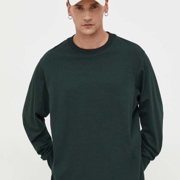 G-Star Raw longsleeve din bumbac culoarea verde