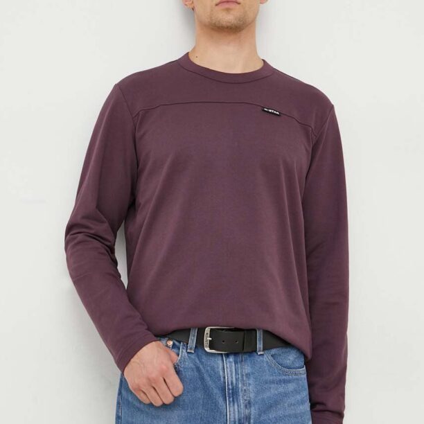 G-Star Raw longsleeve din bumbac culoarea violet