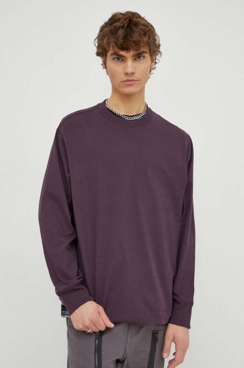 G-Star Raw longsleeve din bumbac culoarea violet