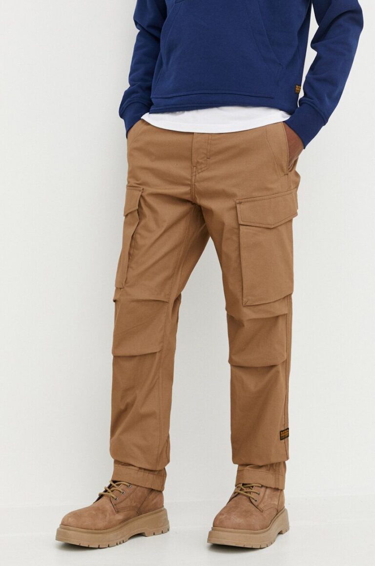 G-Star Raw pantaloni de bumbac culoarea bej