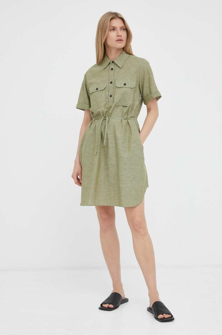 G-Star Raw rochie din amestec de in culoarea verde