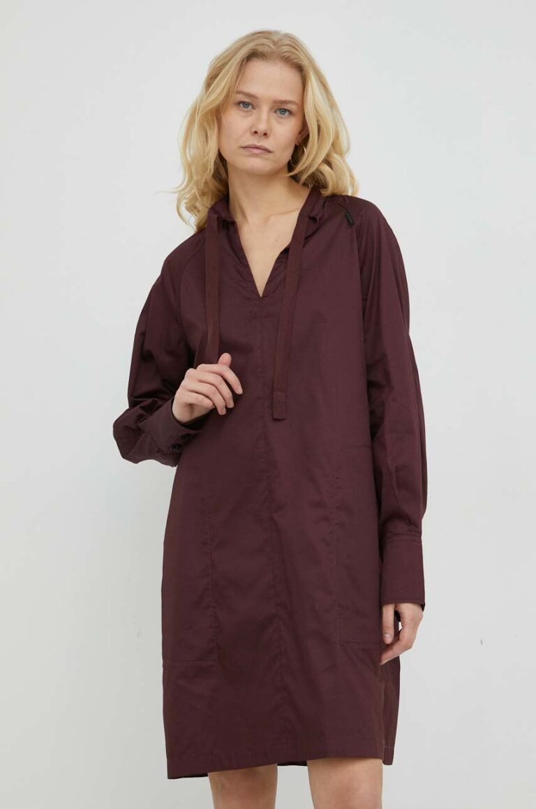 G-Star Raw rochie din bumbac culoarea bordo