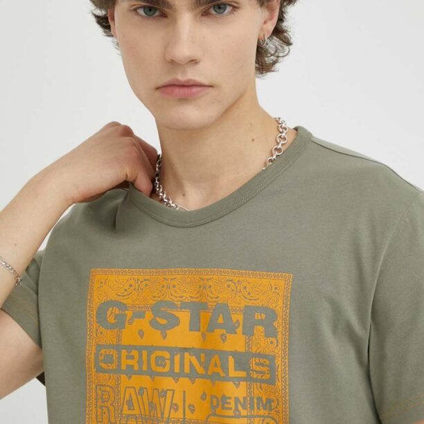 G-Star Raw tricou din bumbac culoarea verde