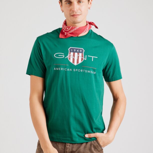 GANT Tricou  gri deschis / verde iarbă / roşu închis / alb