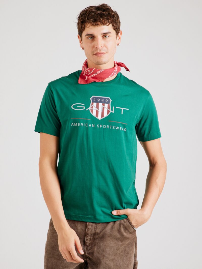 GANT Tricou  gri deschis / verde iarbă / roşu închis / alb