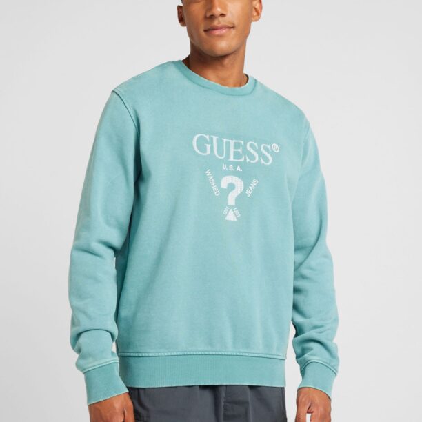 GUESS Bluză de molton  albastru neon / alb