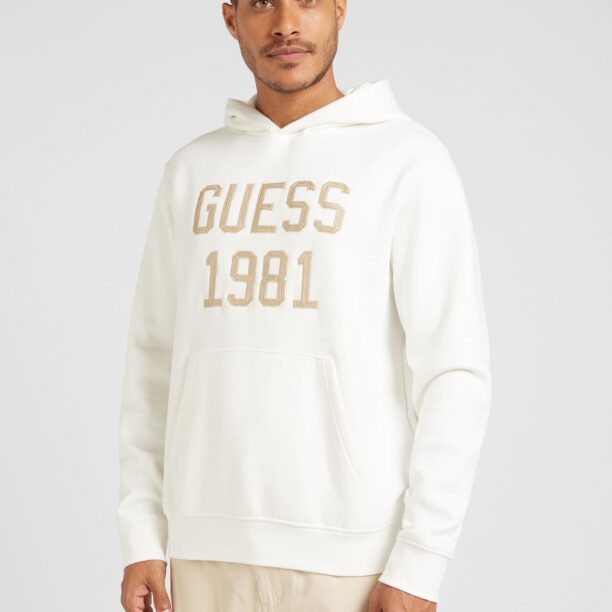 GUESS Bluză de molton  bej / alb