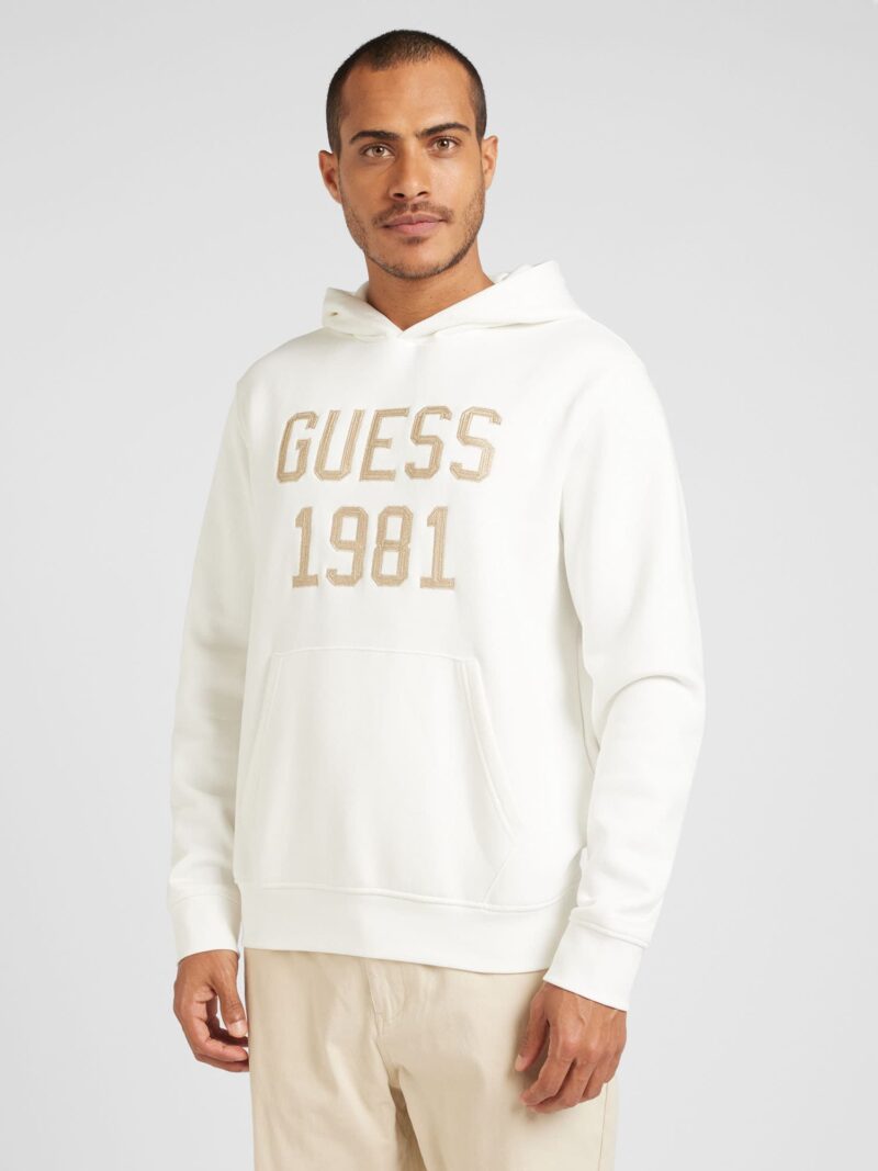 GUESS Bluză de molton  bej / alb