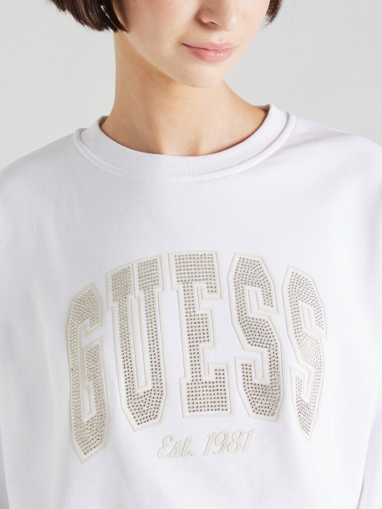 Preţ GUESS Bluză de molton  ecru / portocaliu caisă / transparent / alb