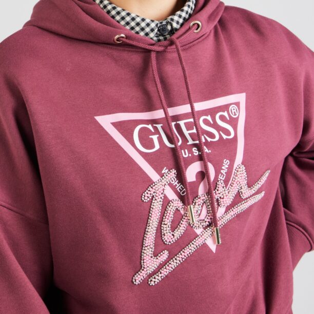 Preţ GUESS Bluză de molton  roz / roșu / roșu burgundy / alb