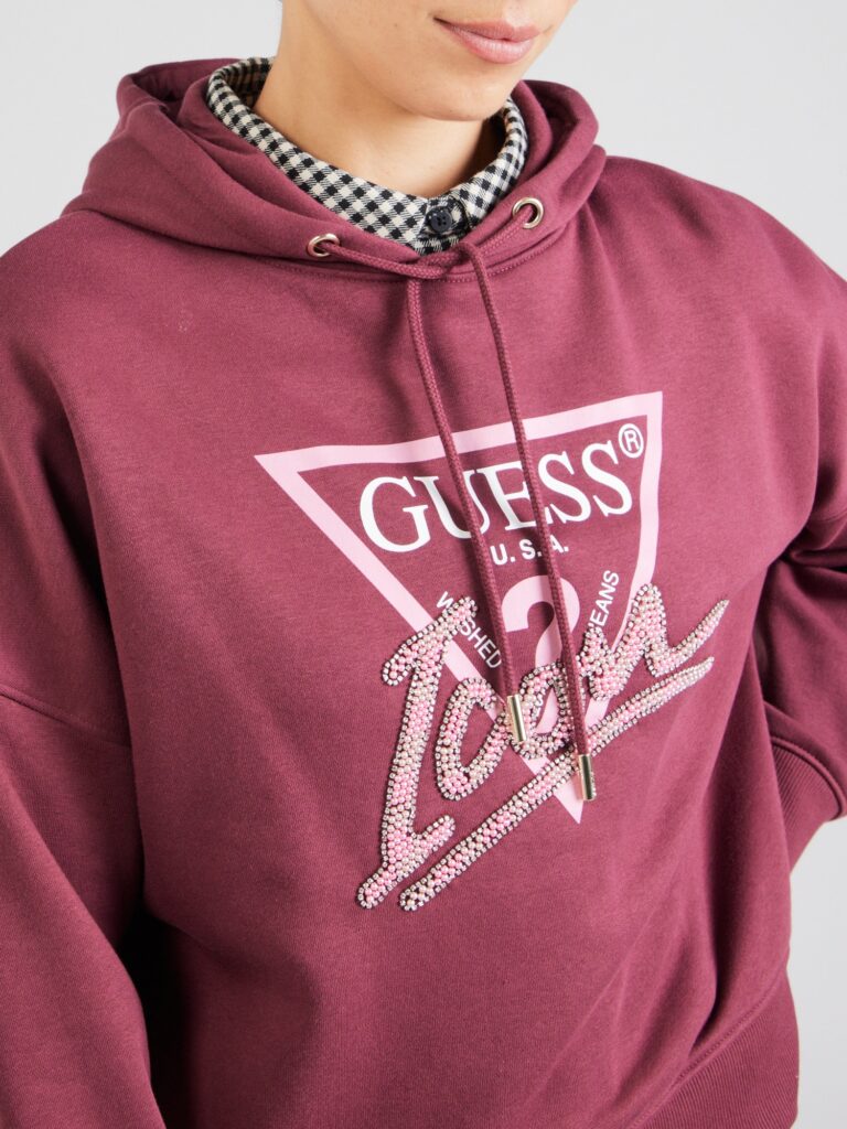 Preţ GUESS Bluză de molton  roz / roșu / roșu burgundy / alb