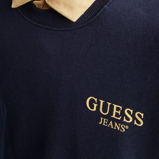 Preţ GUESS JEANS Bluză de molton  albastru marin / auriu