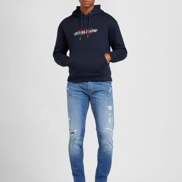 GUESS JEANS Bluză de molton  albastru marin / roșu / alb preţ