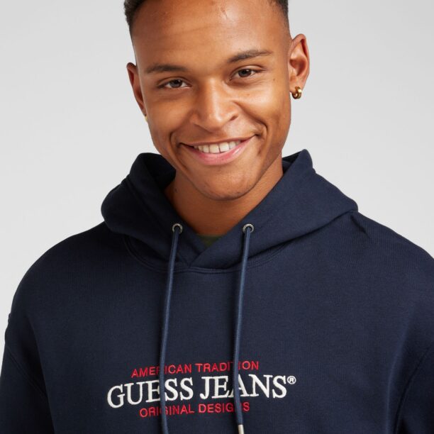 GUESS JEANS Bluză de molton  albastru marin / roșu / alb