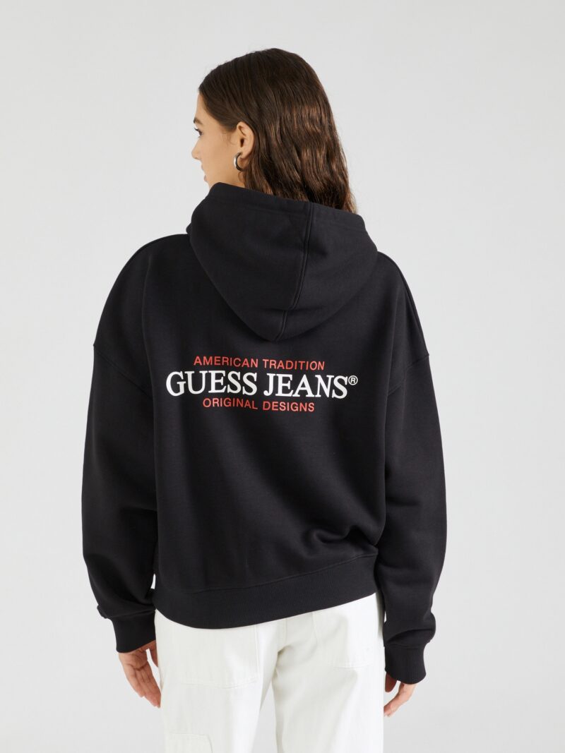 GUESS JEANS Bluză de molton  roșu orange / negru / alb preţ