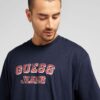 GUESS JEANS Tricou  bleumarin / roșu cranberry / alb