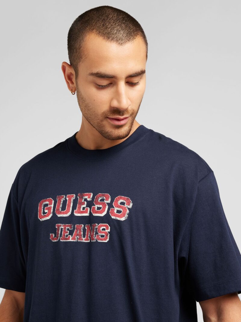 GUESS JEANS Tricou  bleumarin / roșu cranberry / alb