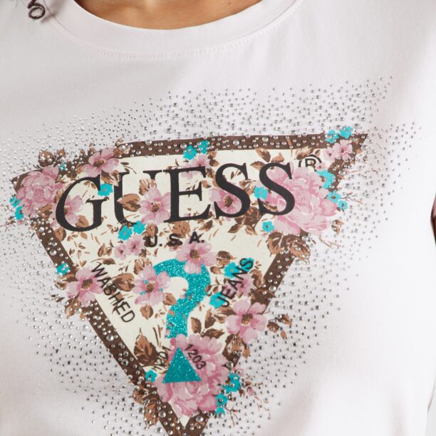 Preţ GUESS Tricou 'CHERRY FLOWER'  turcoaz / maro / roz pastel / roz deschis