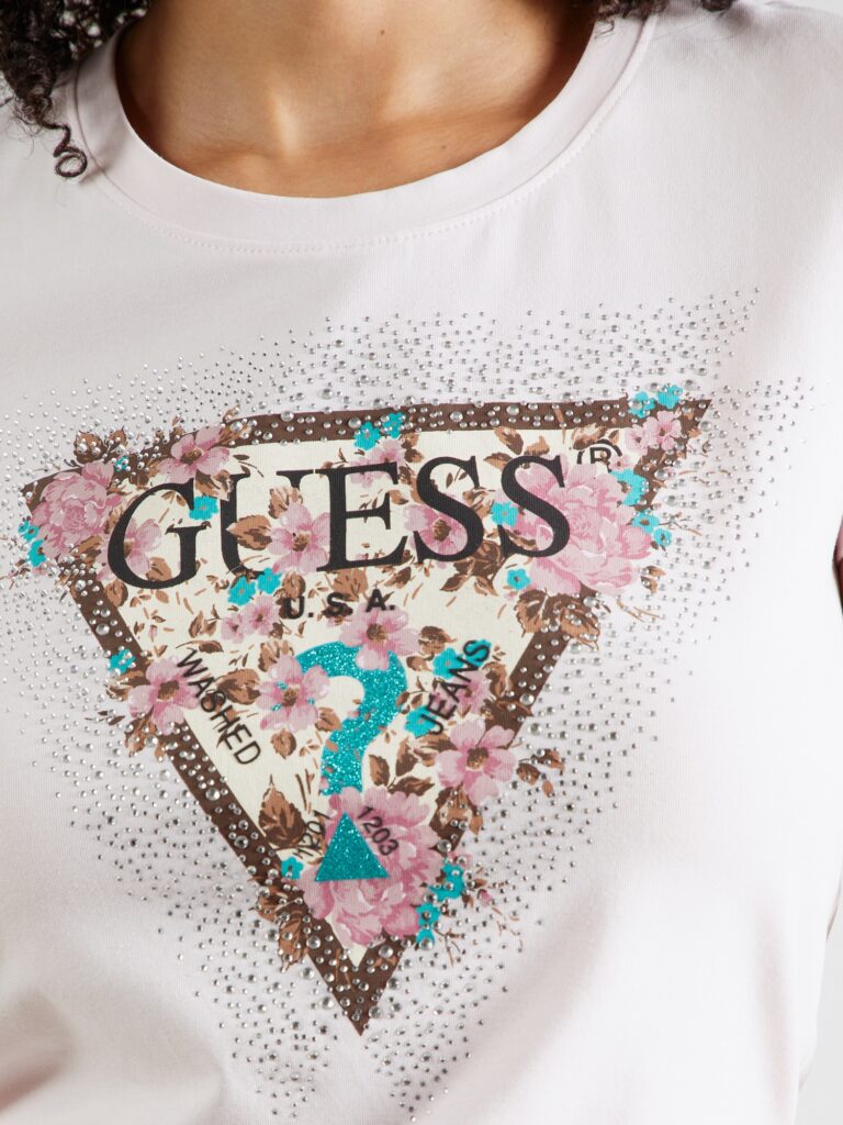 Preţ GUESS Tricou 'CHERRY FLOWER'  turcoaz / maro / roz pastel / roz deschis