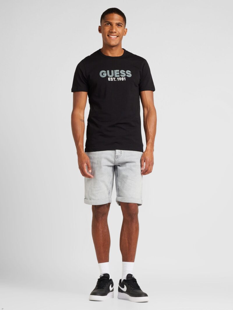 GUESS Tricou 'CLASSIC'  negru / alb