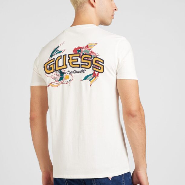 GUESS Tricou 'KOI FISH'  albastru marin / galben curry / roșu / alb