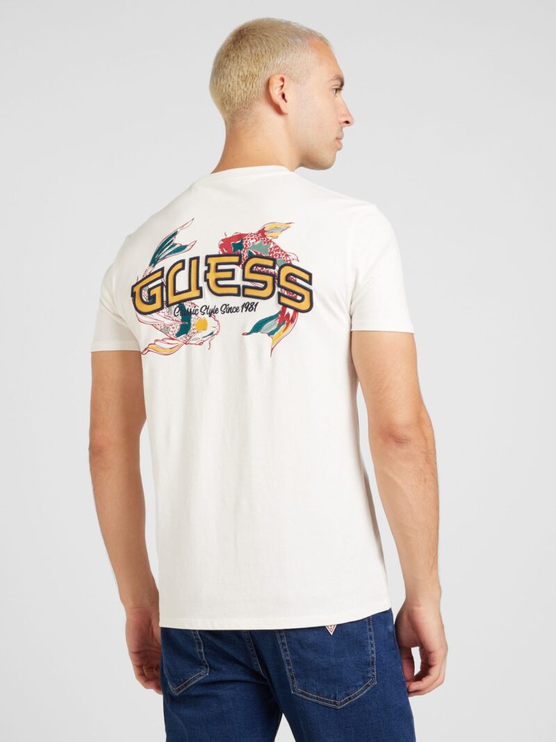 GUESS Tricou 'KOI FISH'  albastru marin / galben curry / roșu / alb