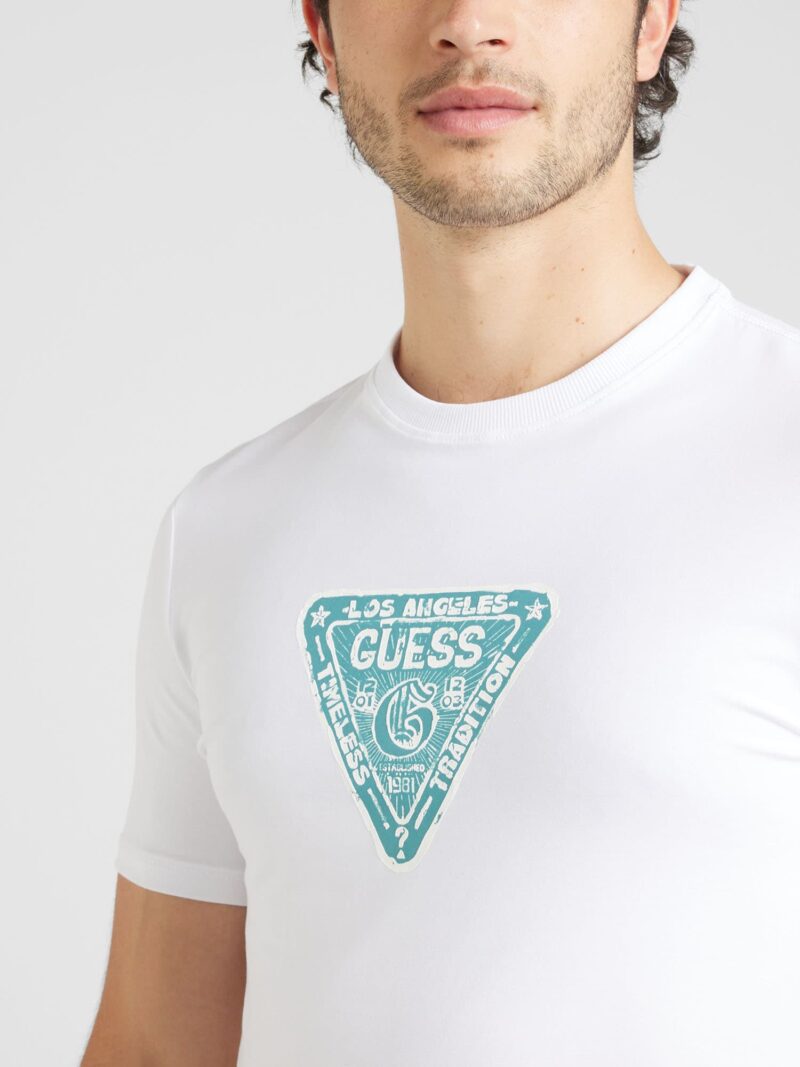 GUESS Tricou  albastru / alb