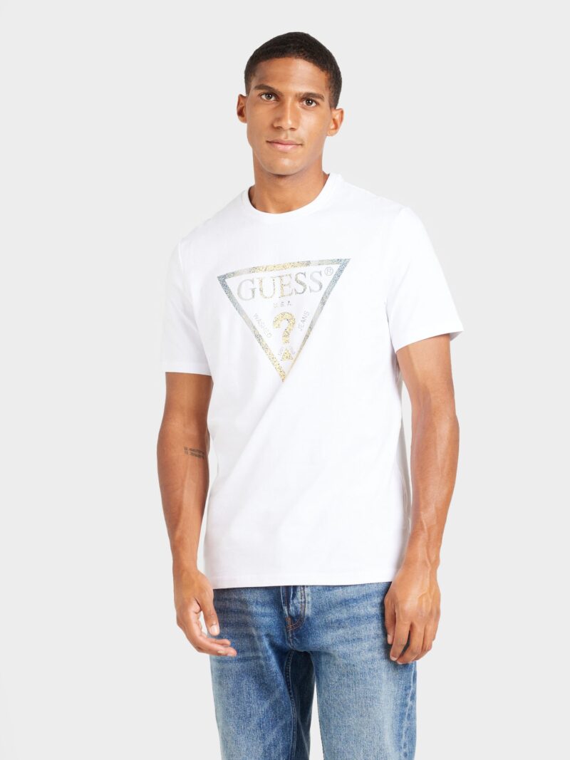 GUESS Tricou  albastru / auriu / alb preţ