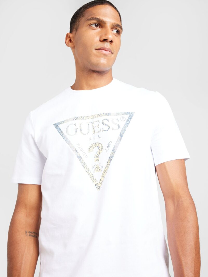 Preţ GUESS Tricou  albastru / auriu / alb